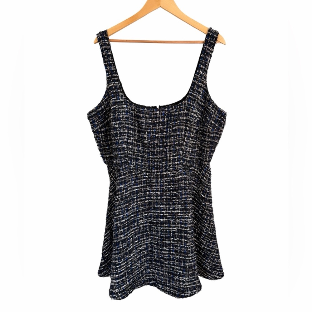 Eloquii Flare Tweed Mini Jumper Blue & Black Fit & Flare Dress Womens Sz 16 NWT - Picture 2 of 10